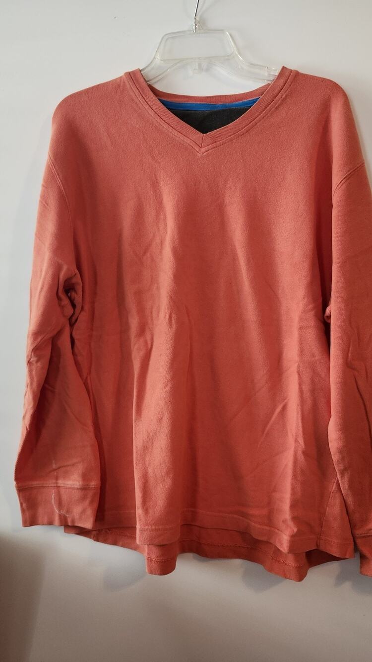 Vintage 2005 Nike V-Neck Sweatshirt Coral Orange Contrast Neck Long Sleeve #373
